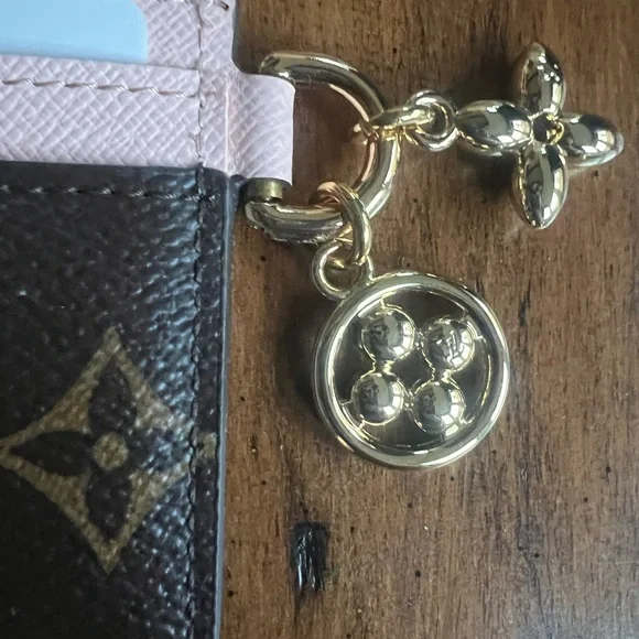 Authentic. LV Monogram Rose Ballerine Charm Card Holder With Gold Hardware. NEW. - Picture 5 of 5